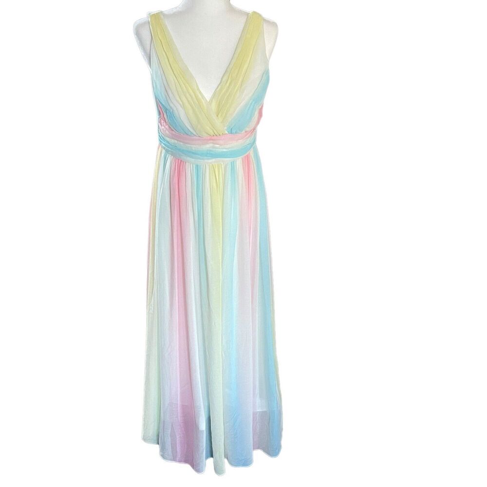 Sequin Hearts Maxi Dress Junior Size 11 Pastel Fairy Whimsical Sheer Flowy Lined